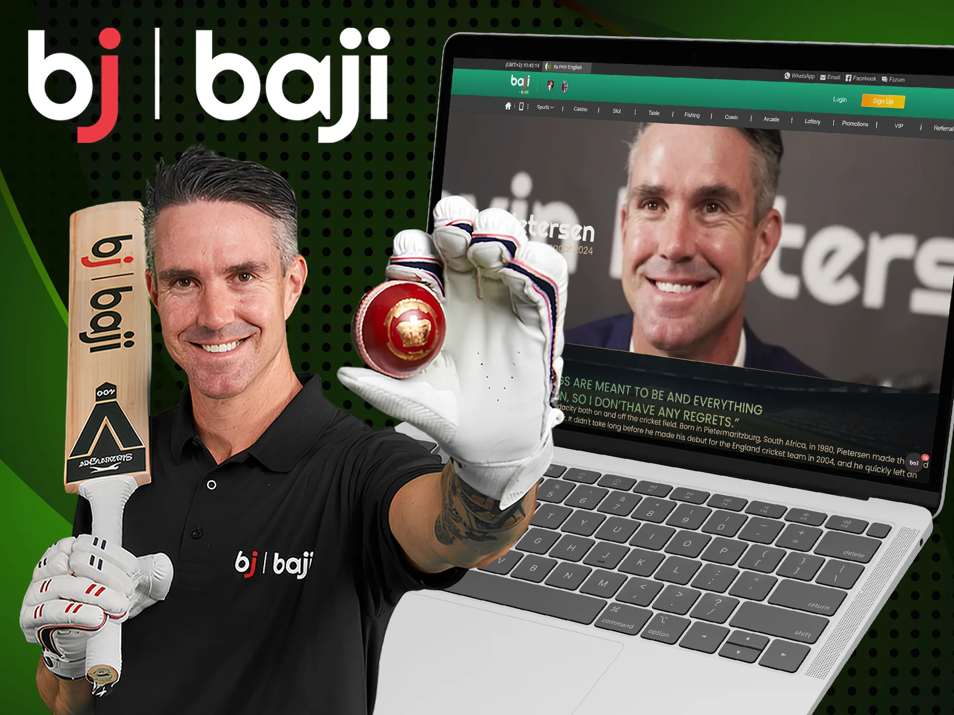 Bet on sporting events with Kevin Pietersen at Baji Bet.