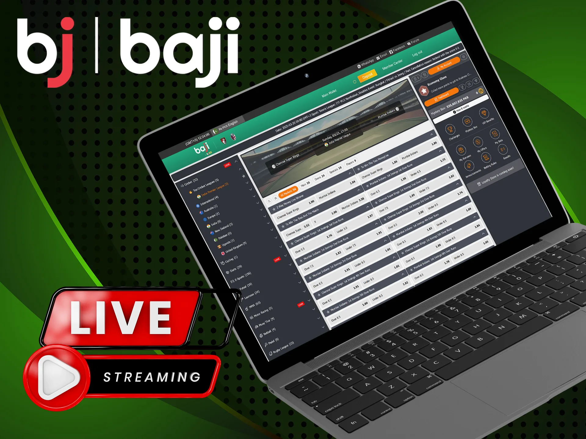 Watch IPL matches live stream with Baji Bet.