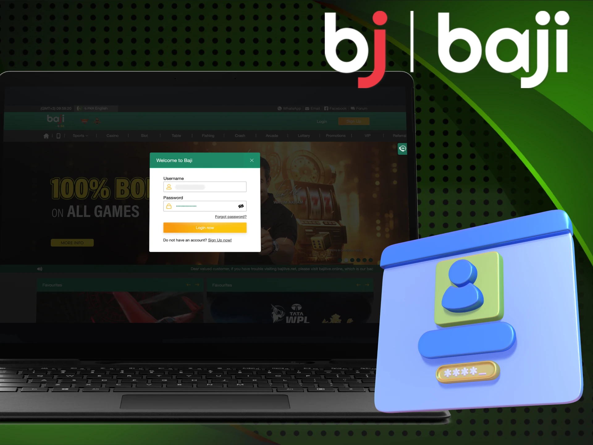 Log in to the Baji Bet online casino website and play your favorite games.