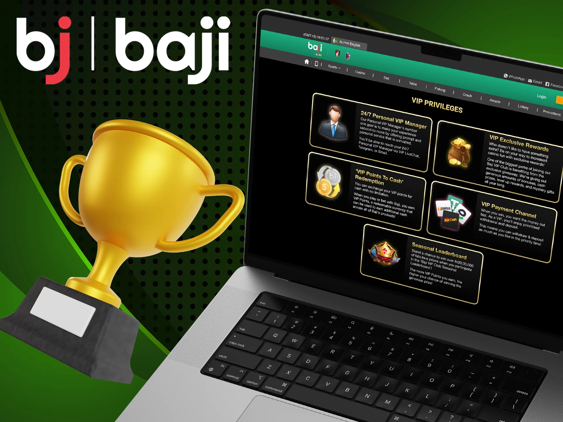 Baji Bet VIP Club gives you the opportunity to receive notifications of exclusive tournaments.