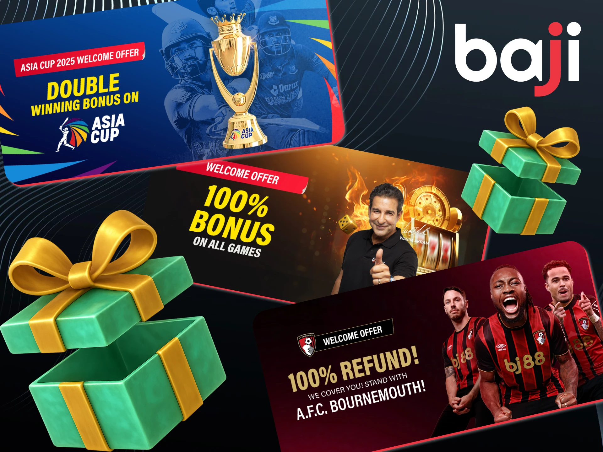 Discover different bonus types and play at Baji.