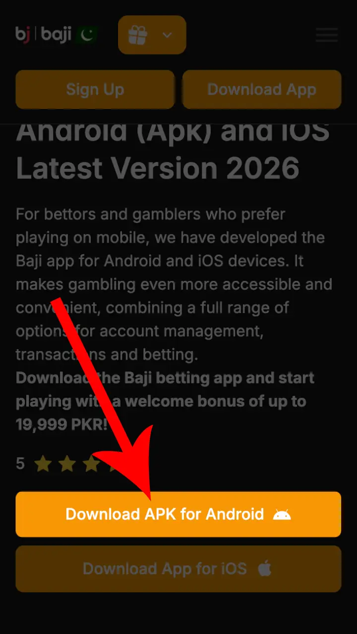 Start installing the Baji app on your Android device. Install and start winning now