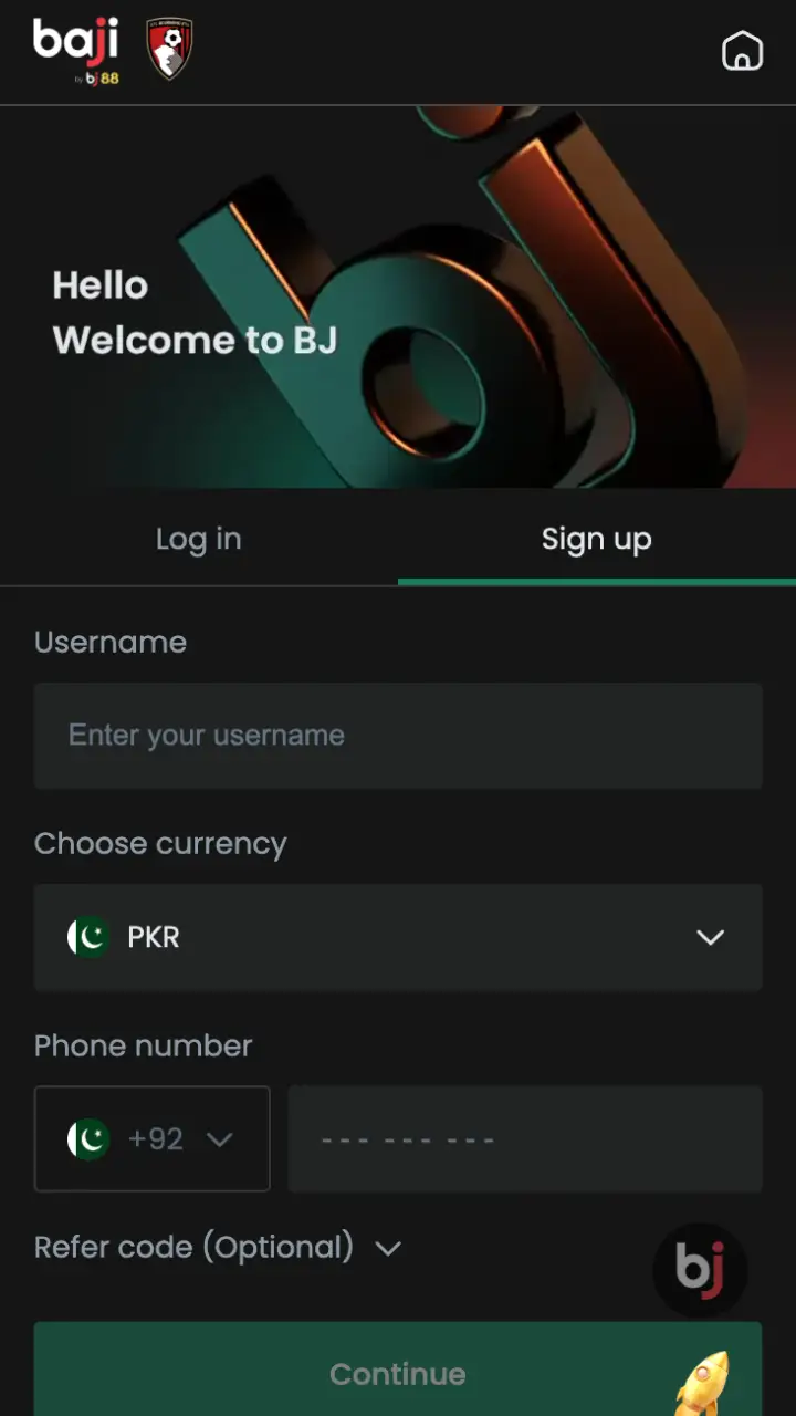 Create an account on the Baji official site to begin playing.