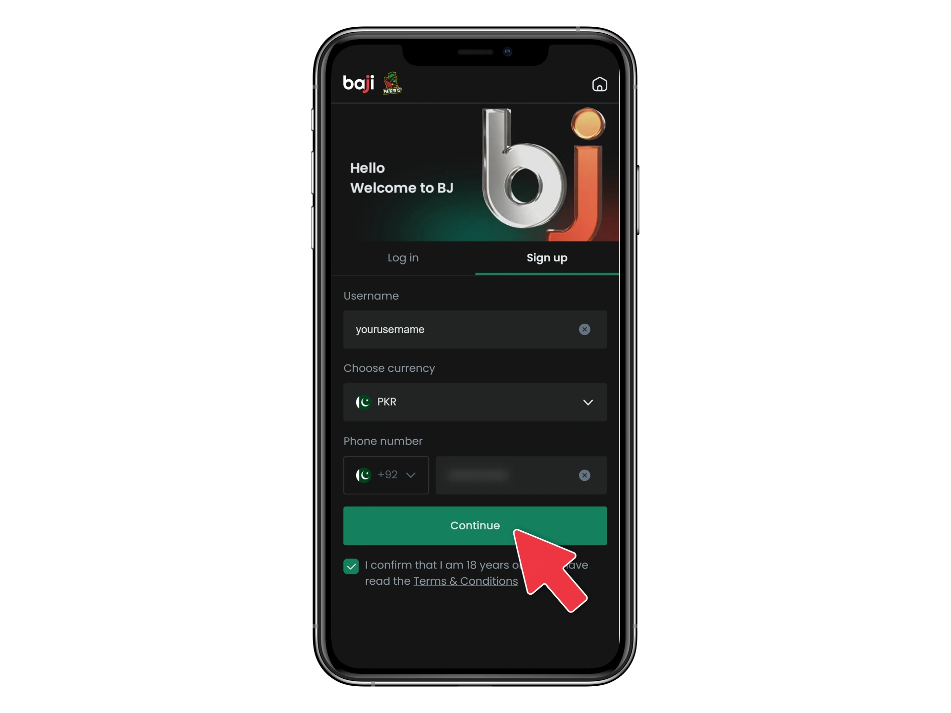 Make your account in few steps at Baji app.