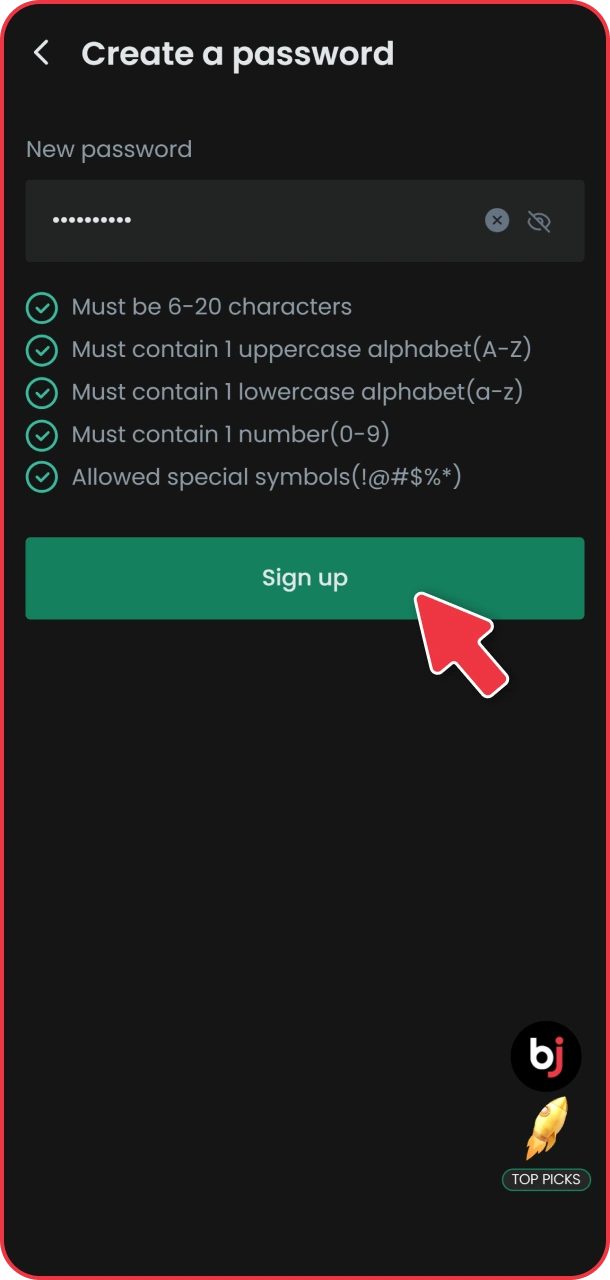 Confirm Baji registration form and start betting right away.