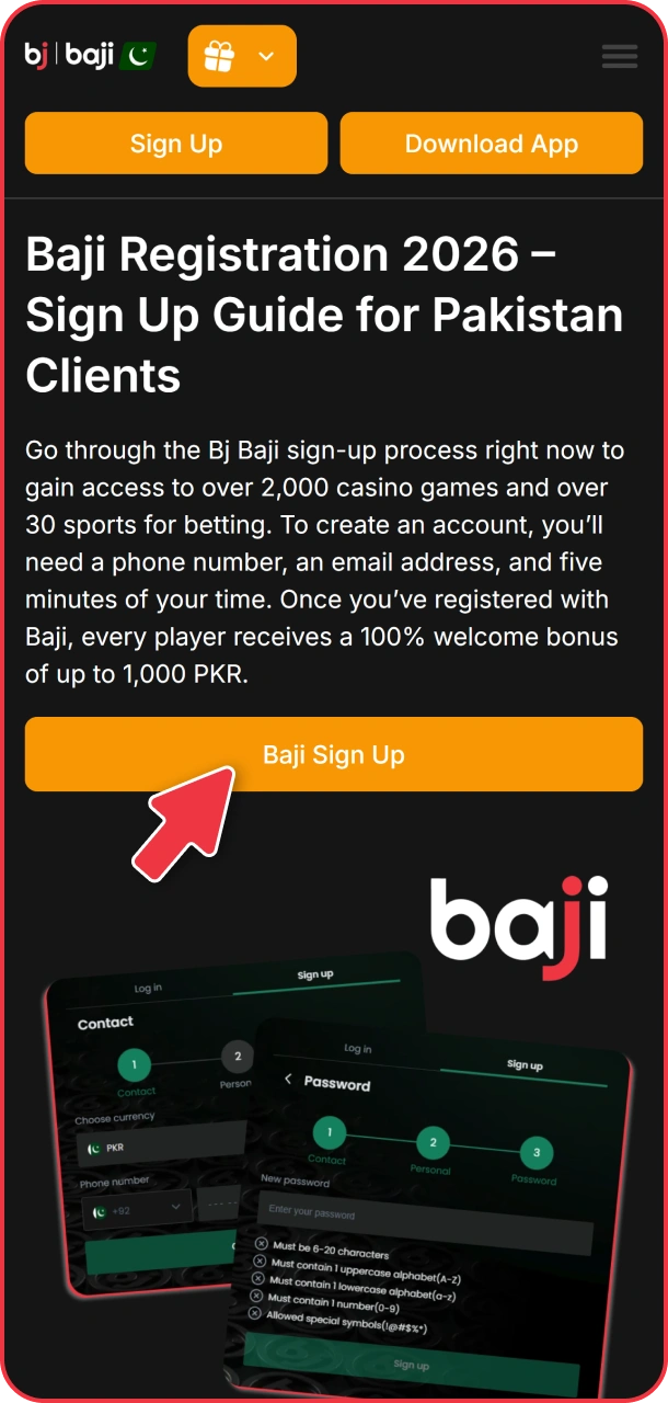 Click this button to open Baji registration form.